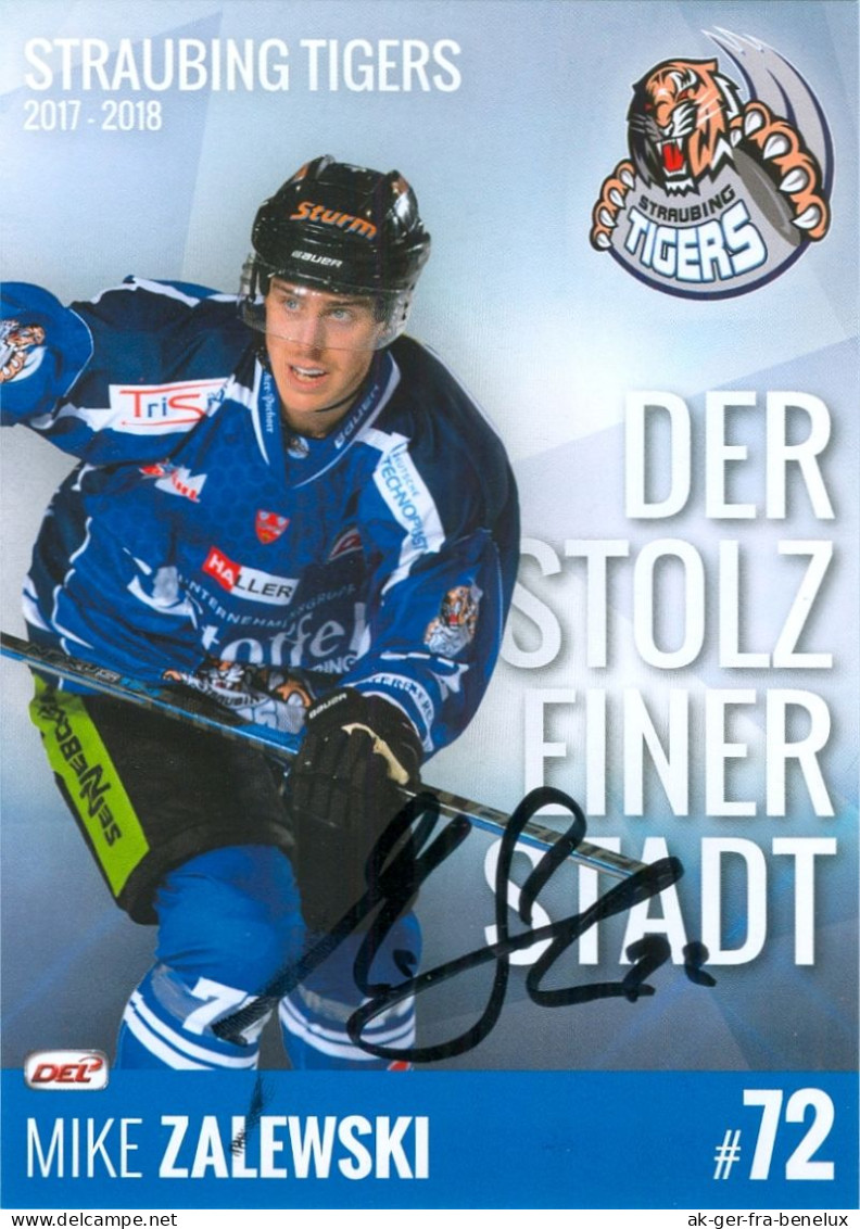 Autogramm Eishockey AK Mike Zalewski Straubing Tigers 17-18 EC Graz 99ers KAC Klagenfurt Vienna Capitals Kölner Haie - Sports D'hiver