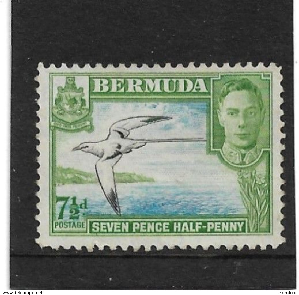 BERMUDA 1941 7½d BLACK, BLUE AND BRIGHT GREEN SG 114b MINT NO GUM Cat £12 - Bermuda