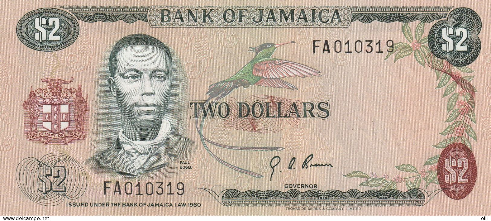 Jamaica 2 Dollars,  ND71973  P-58   UNC - Commemorative Issue - Jamaica