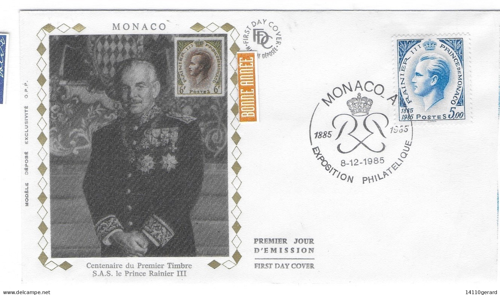 MONACO FDC  1985. CENTENAIRE DU PREMIER TIMBRE - Briefe U. Dokumente