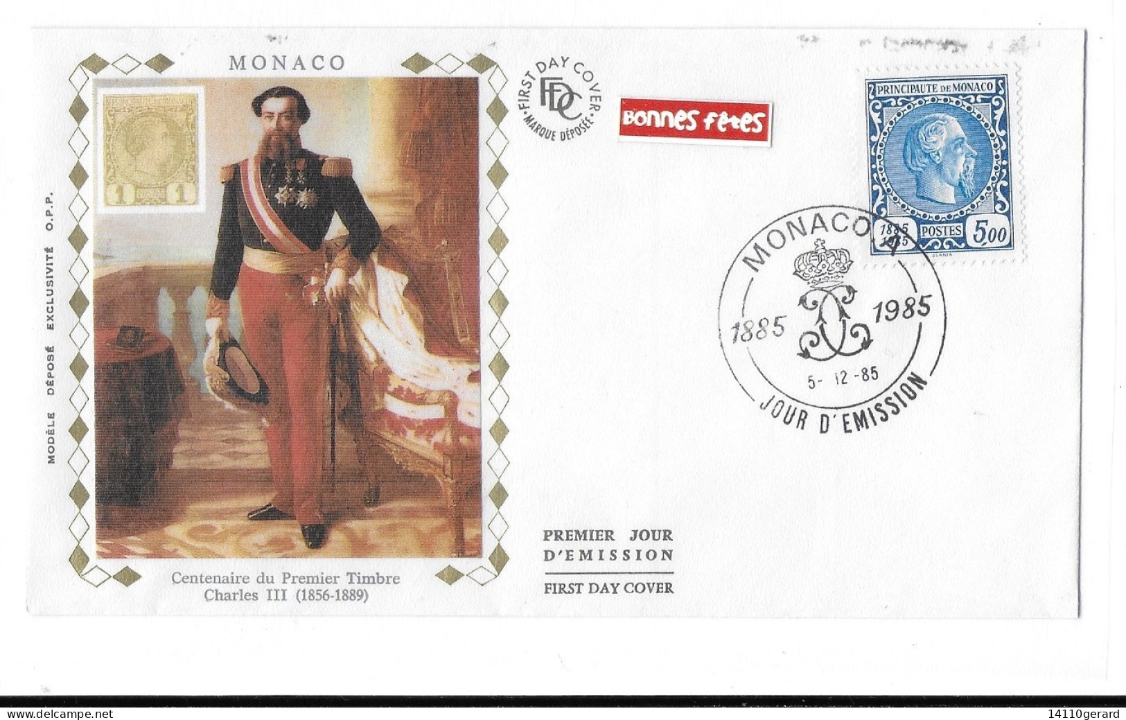 MONACO FDC  1985. CENTENAIRE DU PREMIER TIMBRE - Briefe U. Dokumente