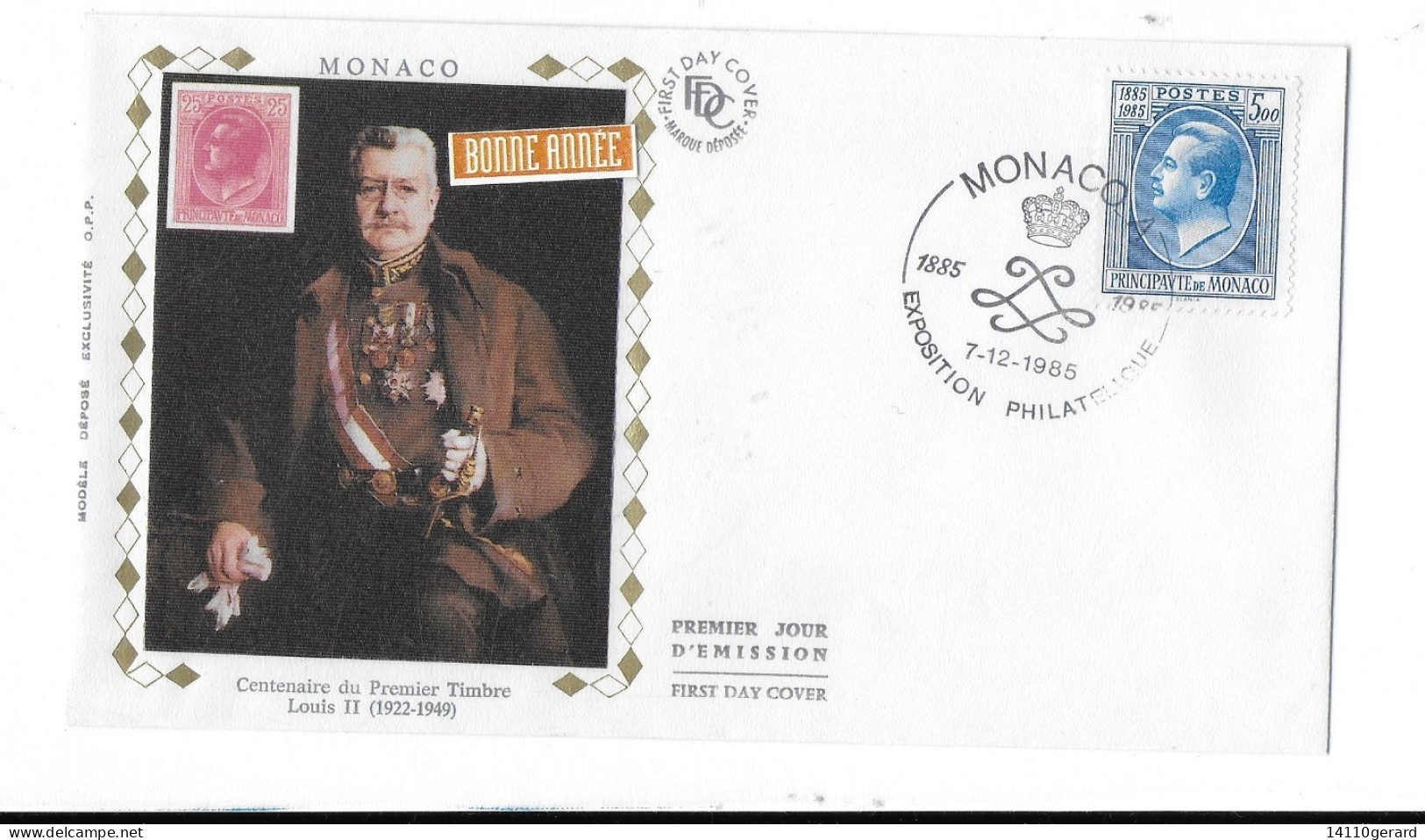 MONACO FDC  1985. CENTENAIRE DU PREMIER TIMBRE - Cartas & Documentos