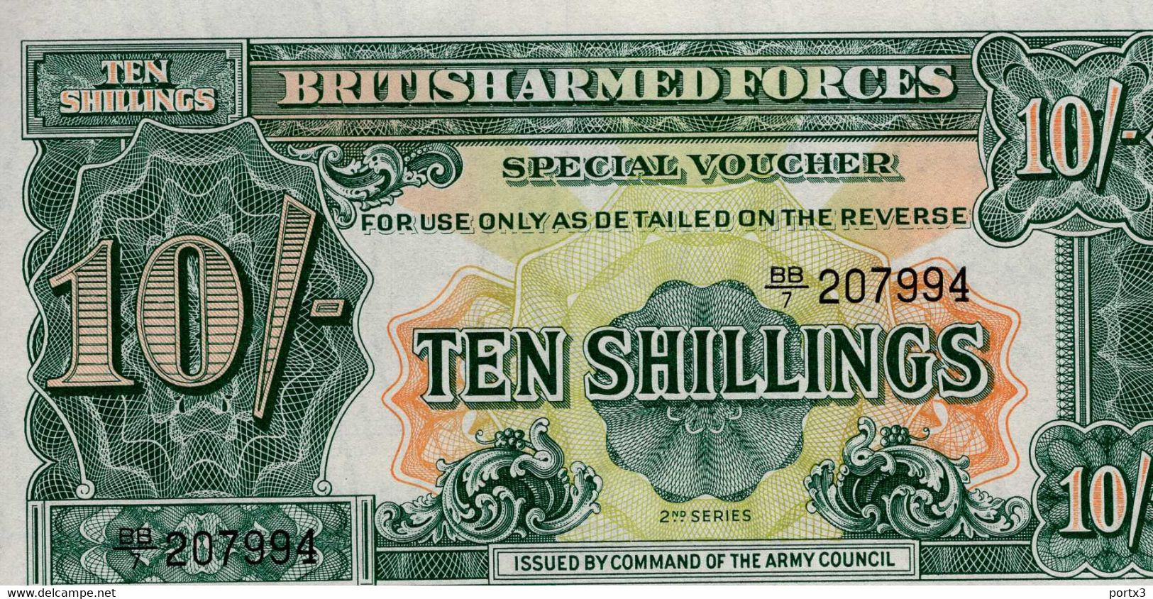 British Banknoten 5 Verschiedene With Ten Shilling BB 7 - Fuerzas Armadas Británicas & Recibos Especiales