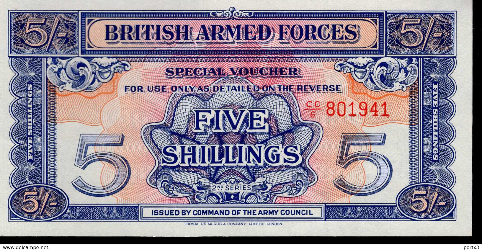 British Banknoten 5 Verschiedene With Ten Shilling BB 7 - British Armed Forces & Special Vouchers