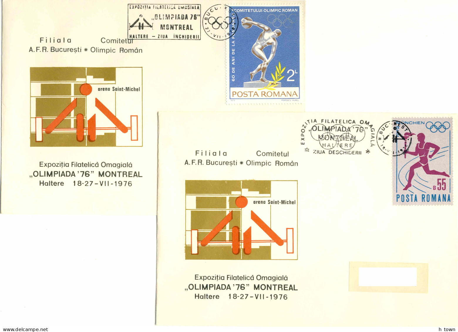 133  Haltérophilie, Jeux Olympiques De 1976 - Summer Olympics Montreal, Weightlifting : 2 Pictorial Cancels - Pesistica