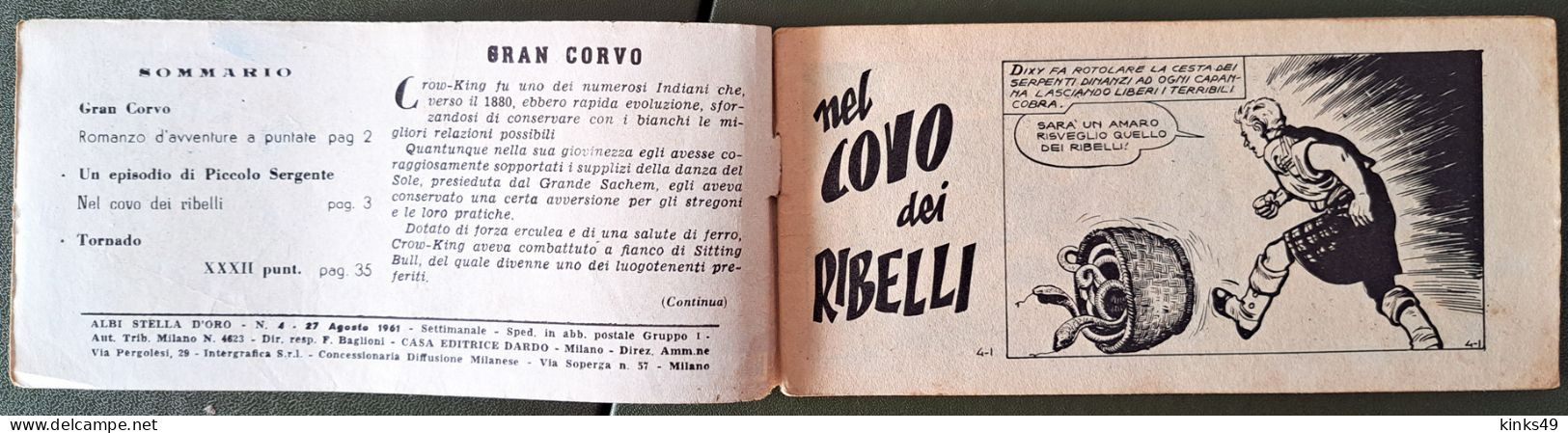 M228> DIXY SCOTT "Nel Covo Dei Ribelli" Striscia DARDO N° 4 Del 27 AGOSTO 1961 - Eerste Uitgaves