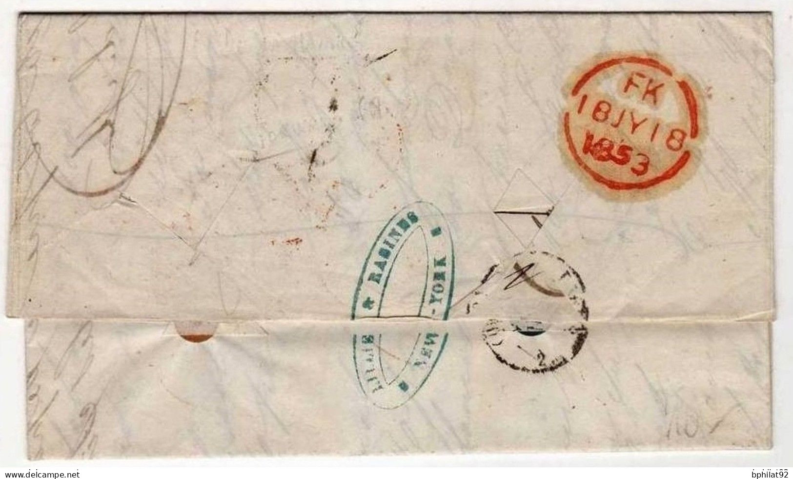 !!! MARQUE POSTALE DE LA HAVANE POUR PARIS DE 1853, AVEC TEXTE - Préphilatélie