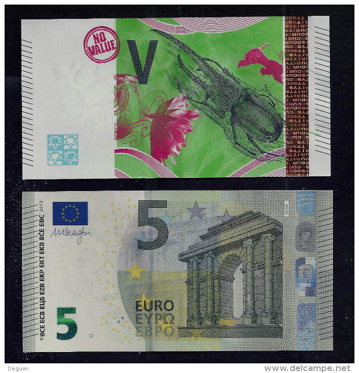 Test Note "BDF - OBERTHUR" 5 Euro" Intaglio, RRRRR, UNC, Echantillon, SPECIMEN, NEW, Euro Size. - Fiktive & Specimen