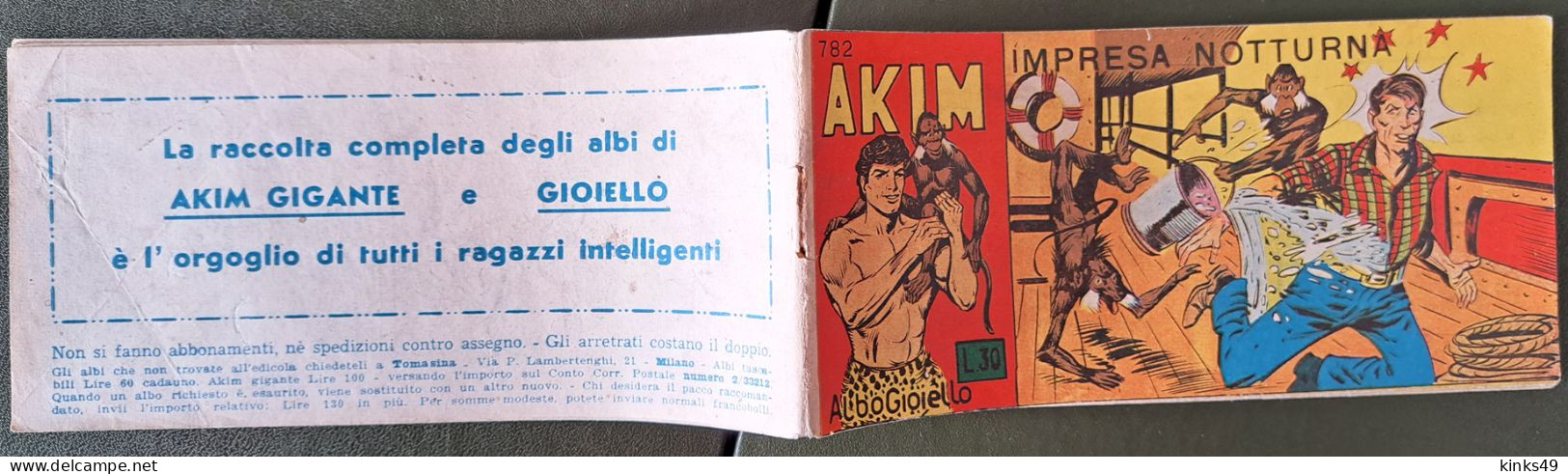 M228> AKIM "Impresa Notturna" Striscia Albo Gioiello N° 782 Periodo 1966-67 - Erstauflagen