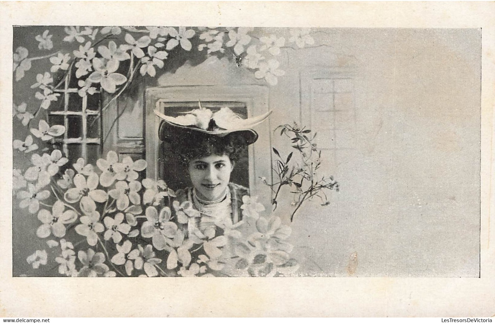 FANTAISIES - Une Femme à La Fenêtre Derrière Les Branches - Carte Postale Ancienne - Mujeres