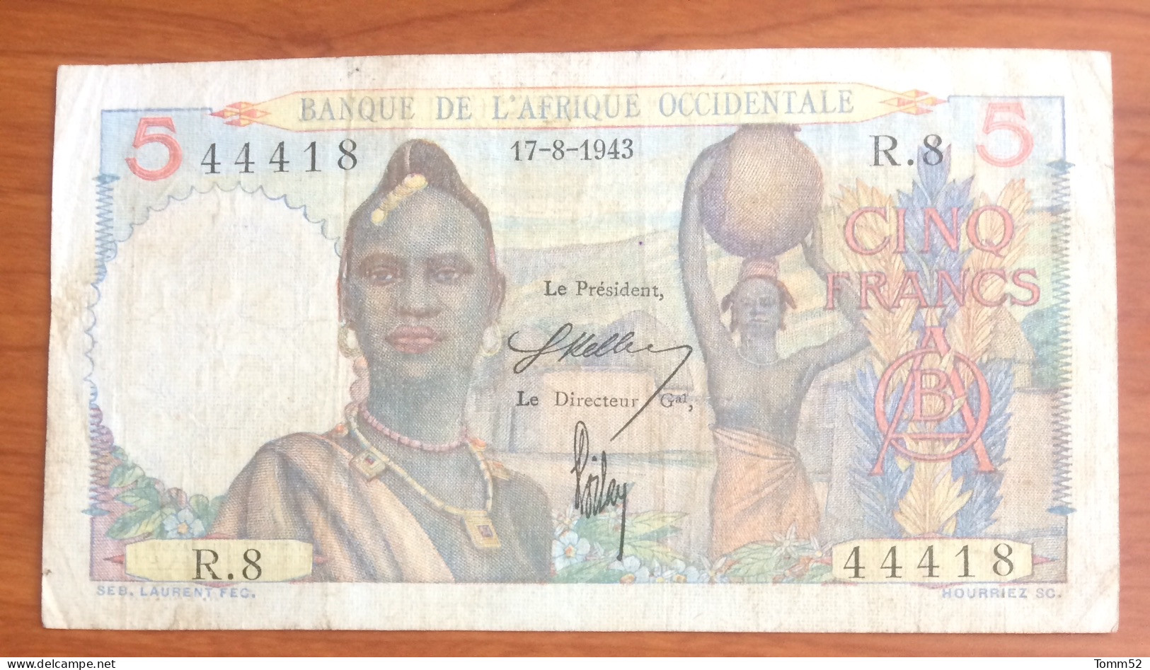 AFRICA OCCIDENTALE 5 Francs 1943. - Stati Dell'Africa Occidentale