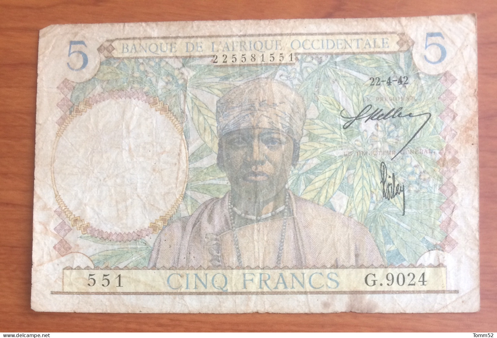 AFRICA OCCIDENTALE 5 Francs - Light Blue Seals - Stati Dell'Africa Occidentale