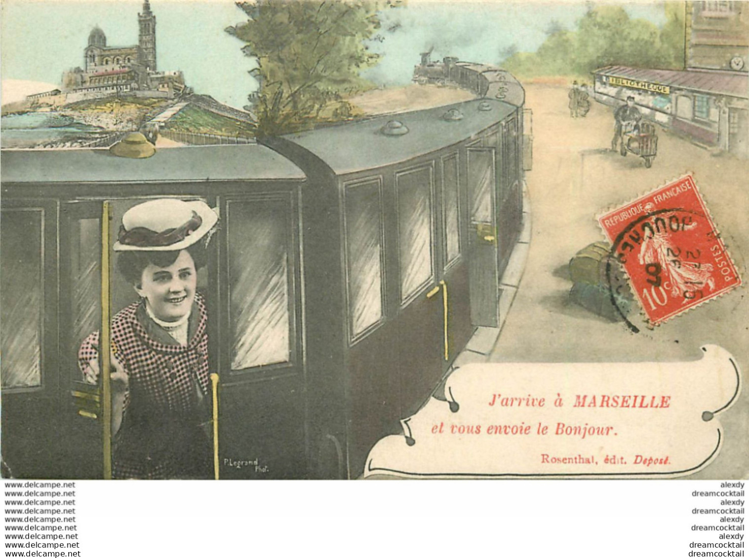 (XX) Gare, Locomotive Train Voyageur Voyageuse Valises. J'arrive à 13 MARSEILLE 1907 - Stationsbuurt, Belle De Mai, Plombières