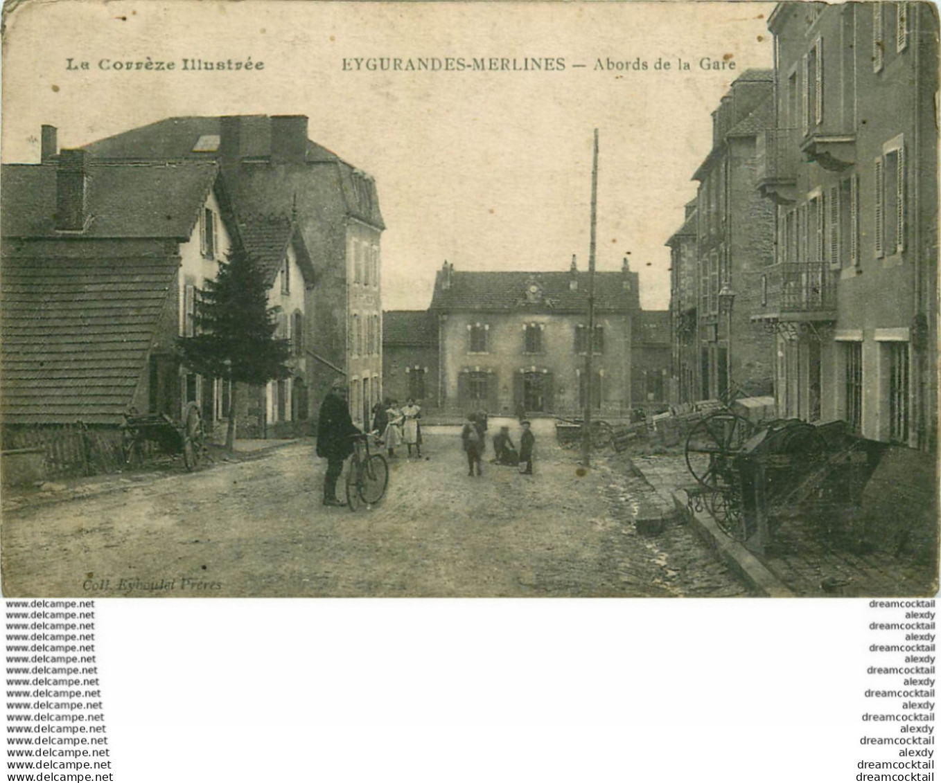 (Ro) 19 EYGURANDES-MERLINES. Cycliste Aux Abords De La Gare 1916 (pli Coin Droit)... - Eygurande