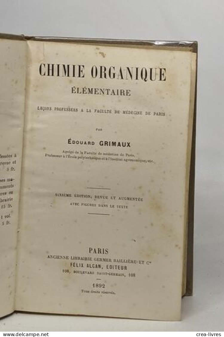 Chimie Organique élémentaire - Non Classés