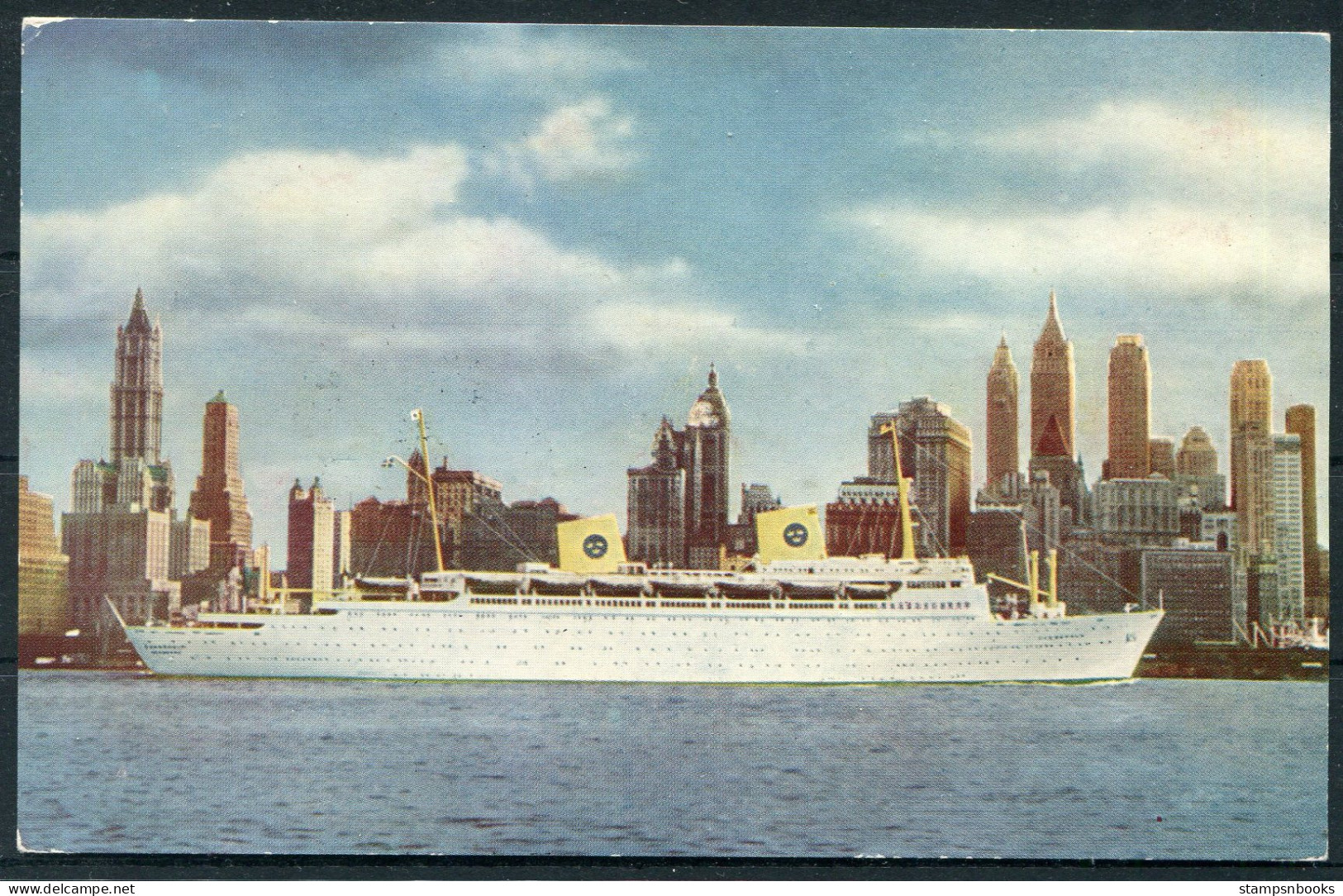 1957 Sweden Swedish American Line Postcard MS GRIPSHOLM "Cruise Around South America"  - Briefe U. Dokumente