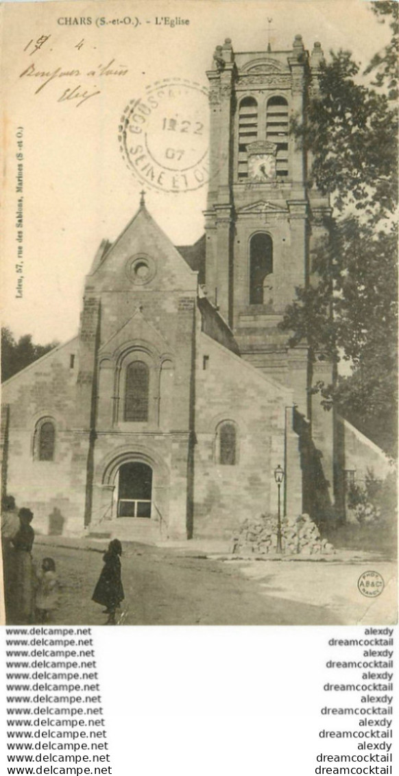 95 CHARS. L'Eglise Avec Animation 1907 Carte Précurseur Minuscule Pli Coin Droit Inférieur... - Chars