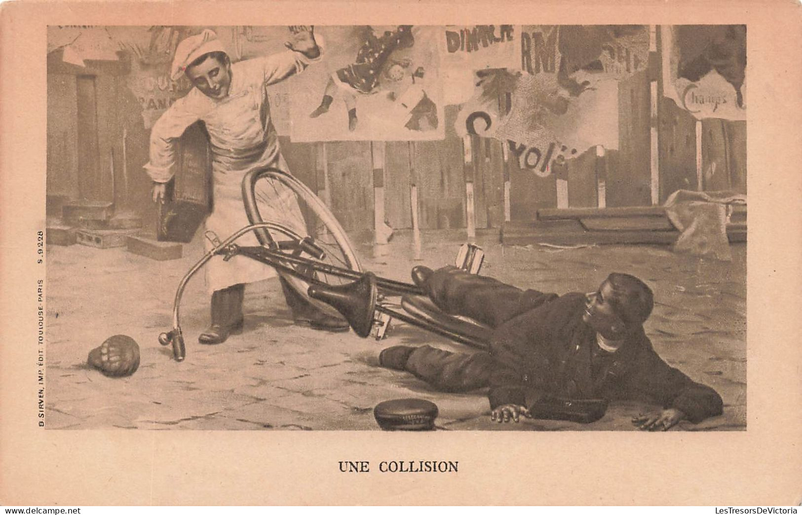 HUMOUR - Une Collision - Le Boulanger Renversant Le Monsieur En Bicyclette - Carte Postale Ancienne - Humor