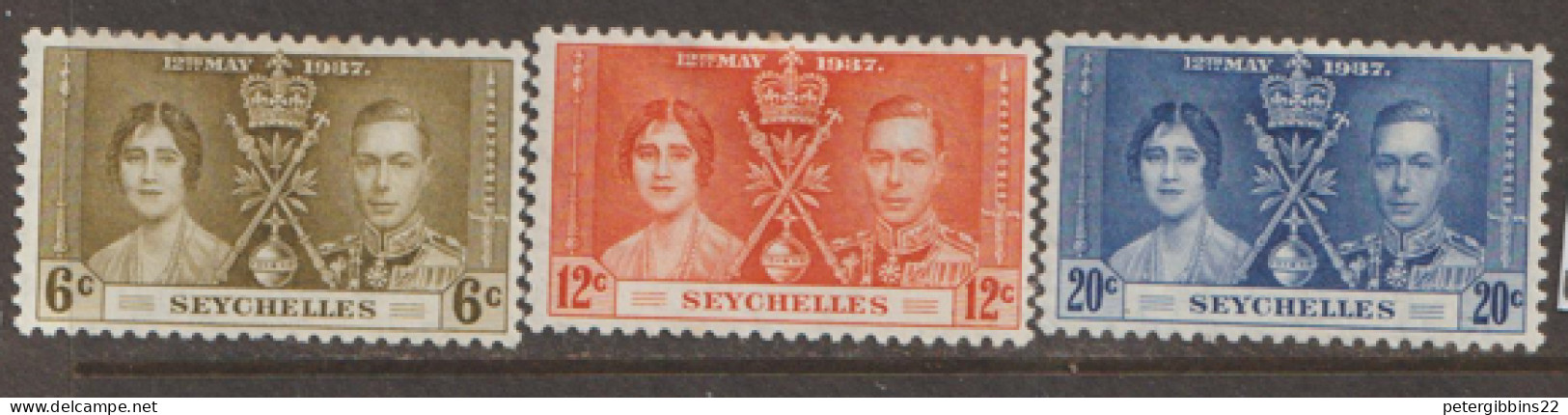 Seychelles  1937  SG  132-5  Coronation    Mounted Mint - Seychelles (...-1976)