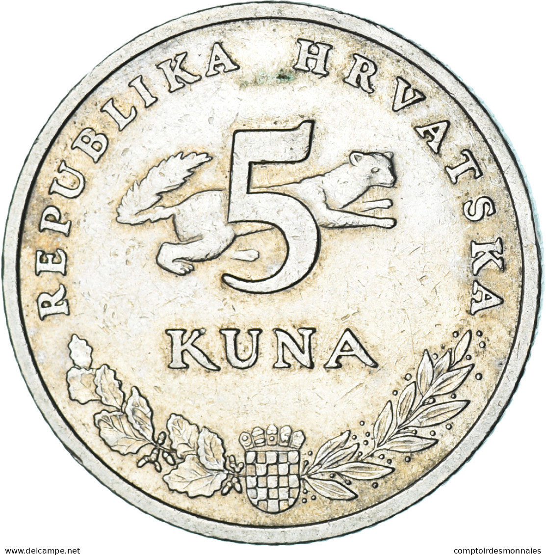 Monnaie, Croatie, 5 Kuna, 1993 - Croatie