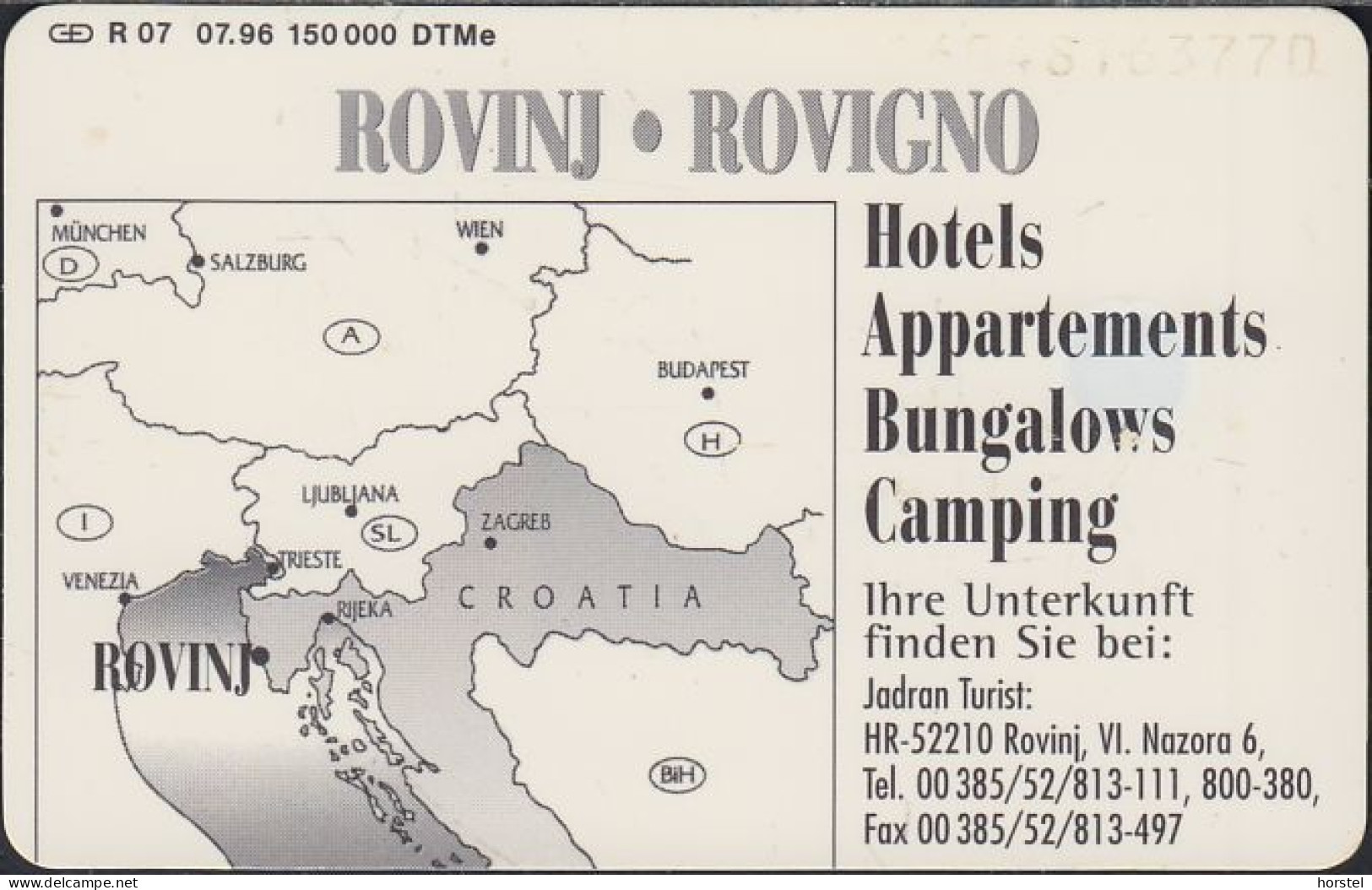 GERMANY R07/96 - Rovinj - Rovigno - Hotels Appartements - Bungalows  DD: 1604 - R-Series: Regionale Schalterserie