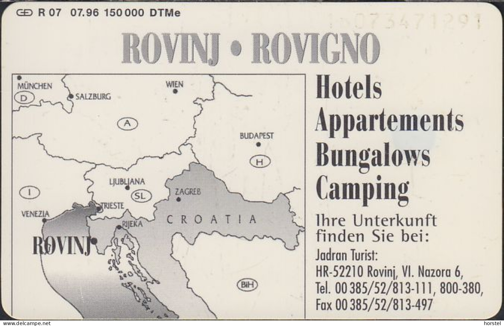 GERMANY R07/96 - Rovinj - Rovigno - Hotels Appartements - Bungalows  DD: 1607 - R-Series : Regions