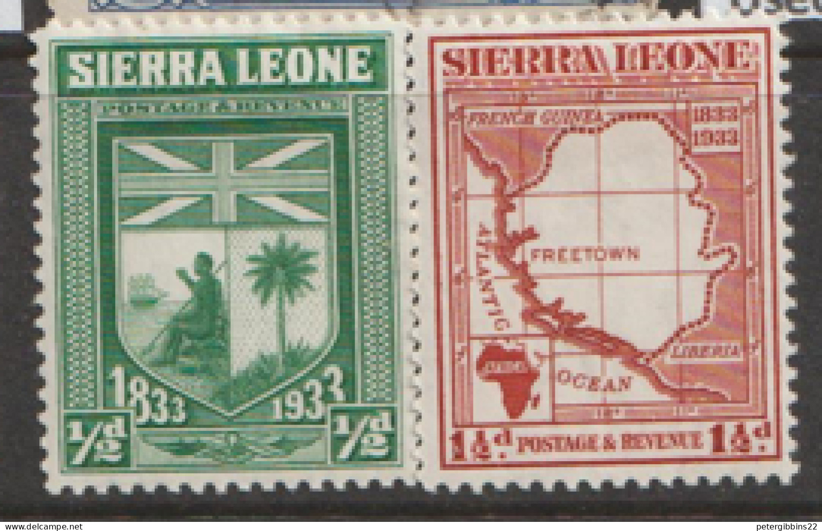 Sierra  Leone   1933  SG  168,70  Abolish Slavery   Mounted Mint - Sierra Leone (...-1960)