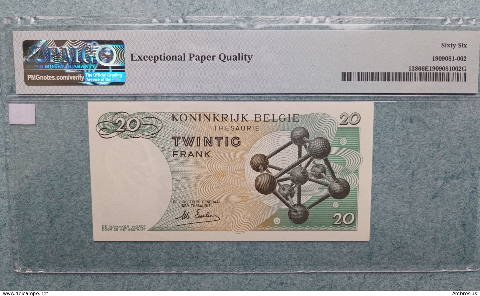 Belgique ▪︎ P138▪︎ Banque Nationale 20 Francs King Baldwin PMG 66 EPQ !! - Other & Unclassified