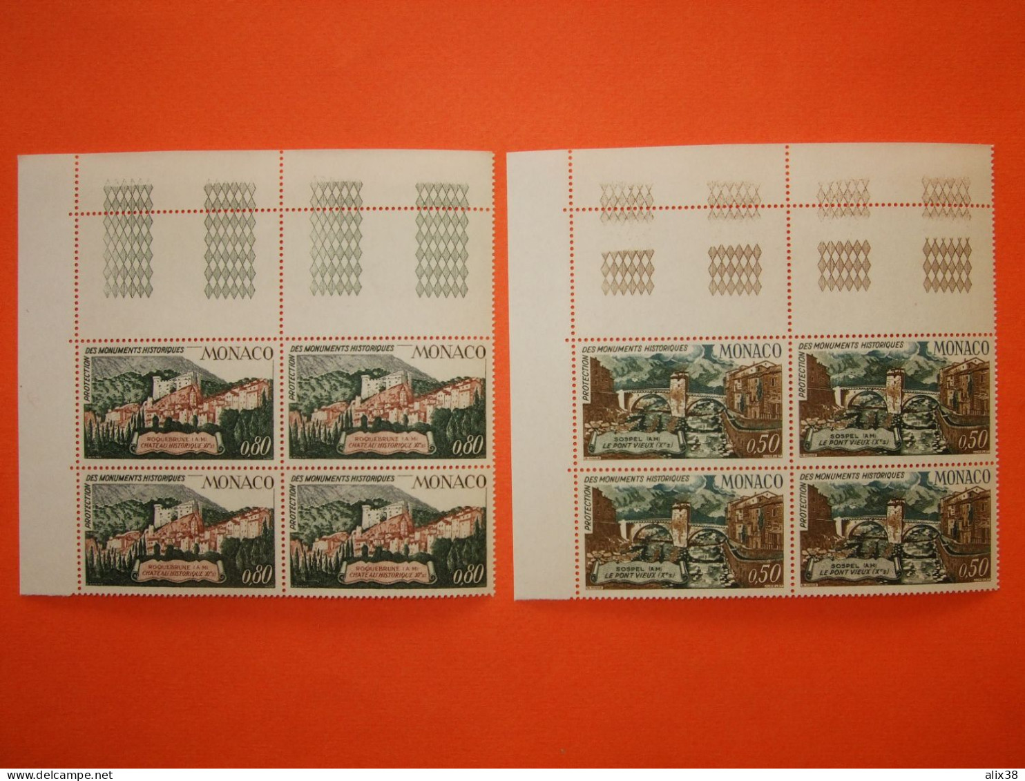 MONACO 1971-Série N°851/54 Monuments Historiques En 4 Blocs De 4 **.  Superbe - Andere & Zonder Classificatie