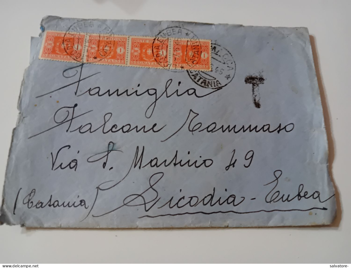 LETTERA TASSATA CON 4 SEGNATASSE DA 1 LIRA 1945 - Postage Due