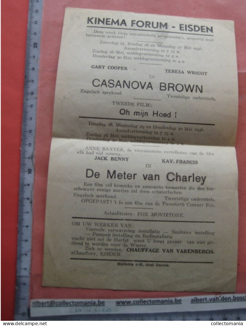 Eisden aan Maasmecelen : Eysden cinema Forum - atelier Ste Barbe  Lanklaar 1945 gala Mijnen 1946 Kupferschlager Willot