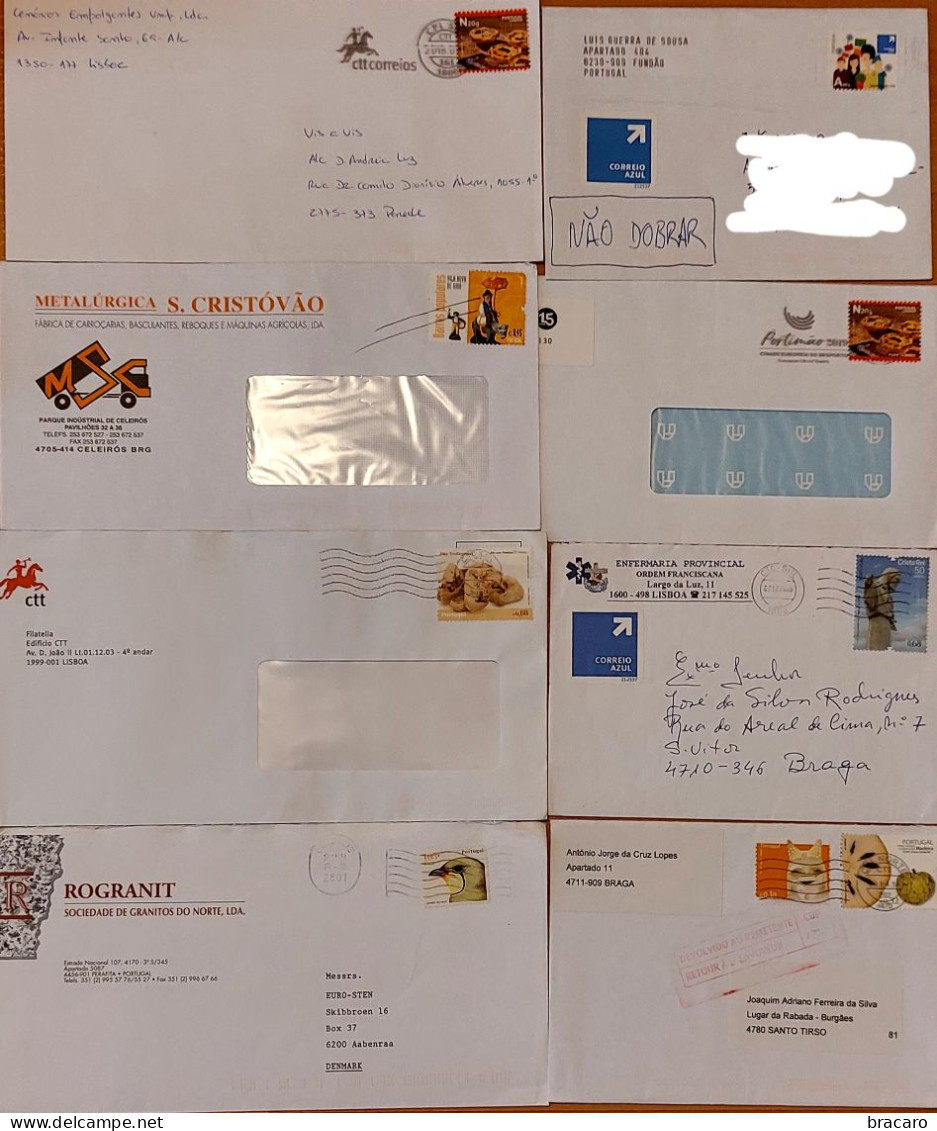 Portugal - Lote De 8 Cartas / Cover - Com Flâmulas / Streamer - Storia Postale