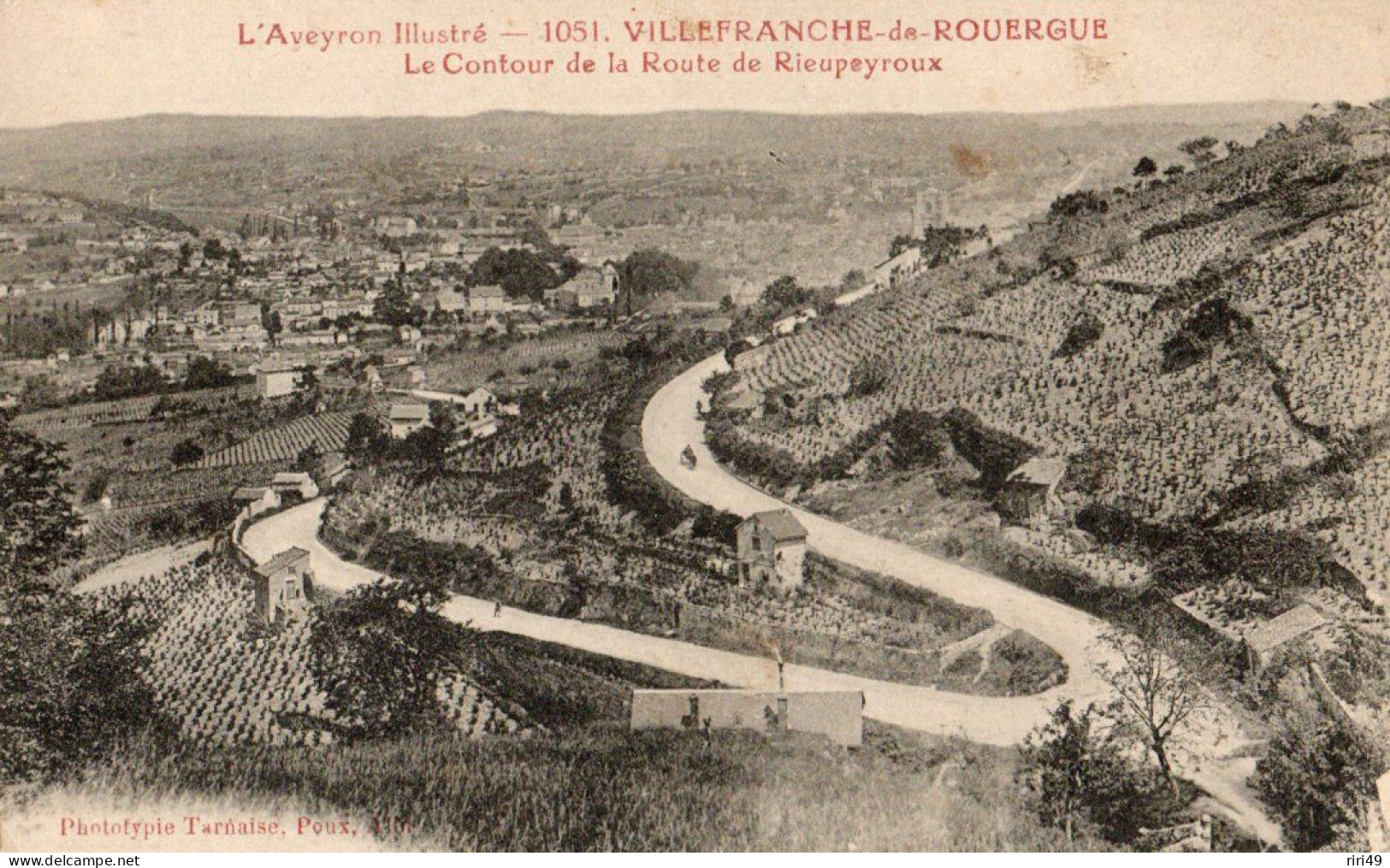 CPA 12 - VILLEFRANCHE De ROUERGUE - Le Contour De La Route De Rieupeyroux - écrit , Voyagée 1923 - Villefranche De Rouergue