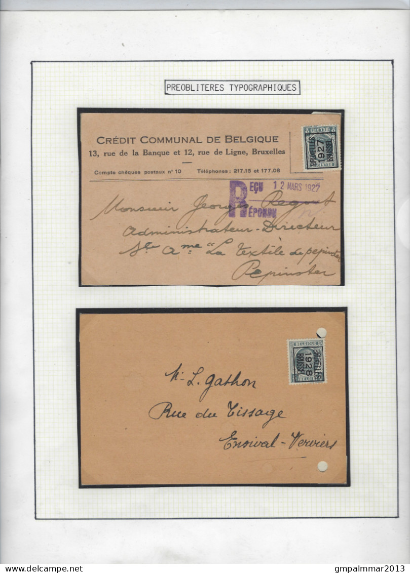 TYPO HOUYOUX 2 Documenten + 11 Zegels UNCHECKED / NIET NAGEZIEN ; Details En Staat Zie 2 Scans ! LOT 321 - Typo Precancels 1922-31 (Houyoux)