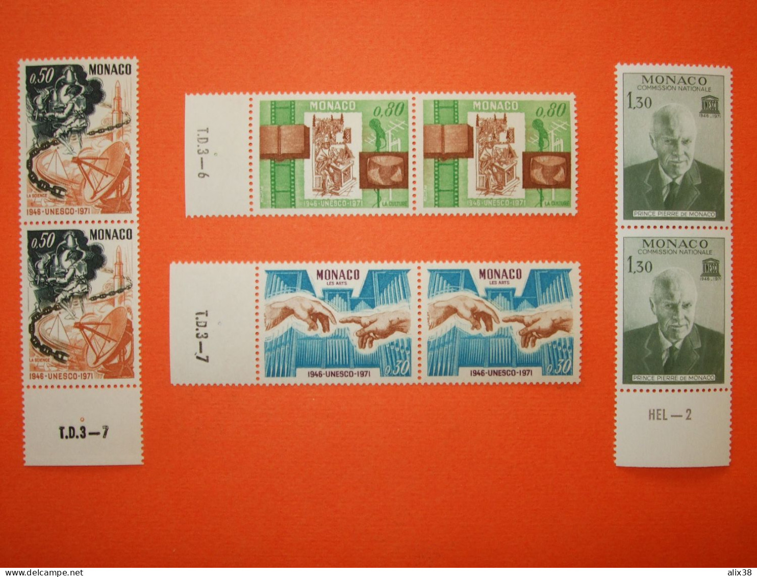 MONACO 1971-Série N°855/58 Unesco. 4 Paires **.  Superbe - Other & Unclassified