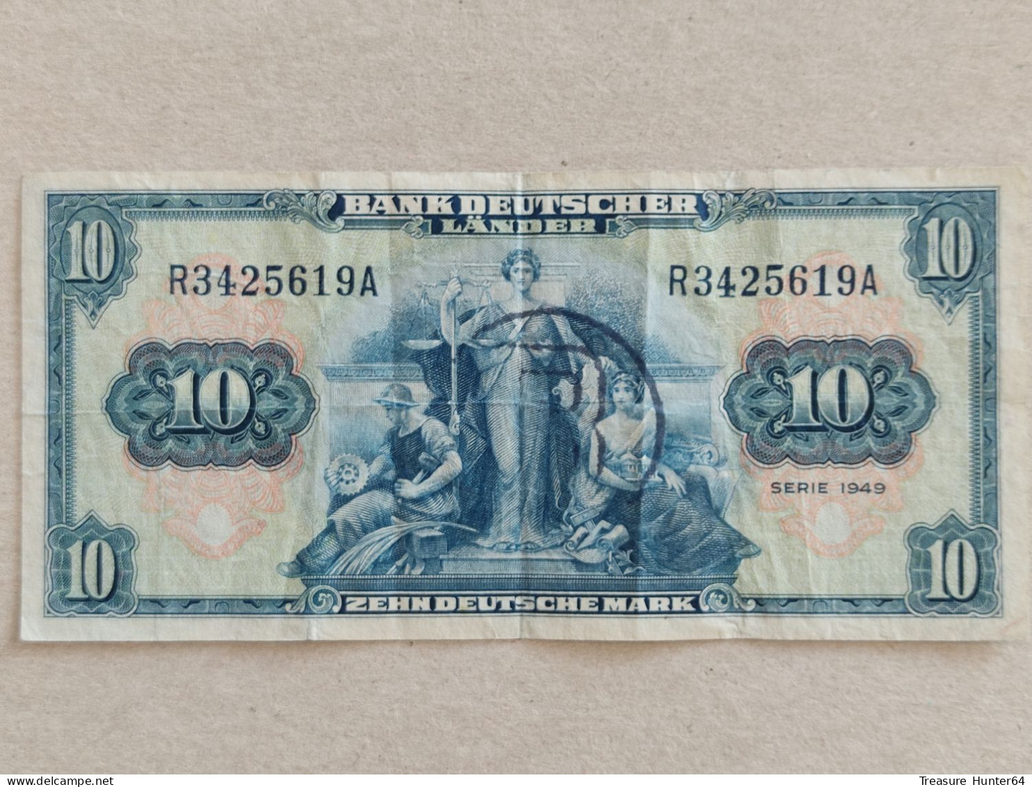 Germany 10 Mark 1948, West Berlin, Allied Occupation Banknote, B - Stempel - 10 Mark