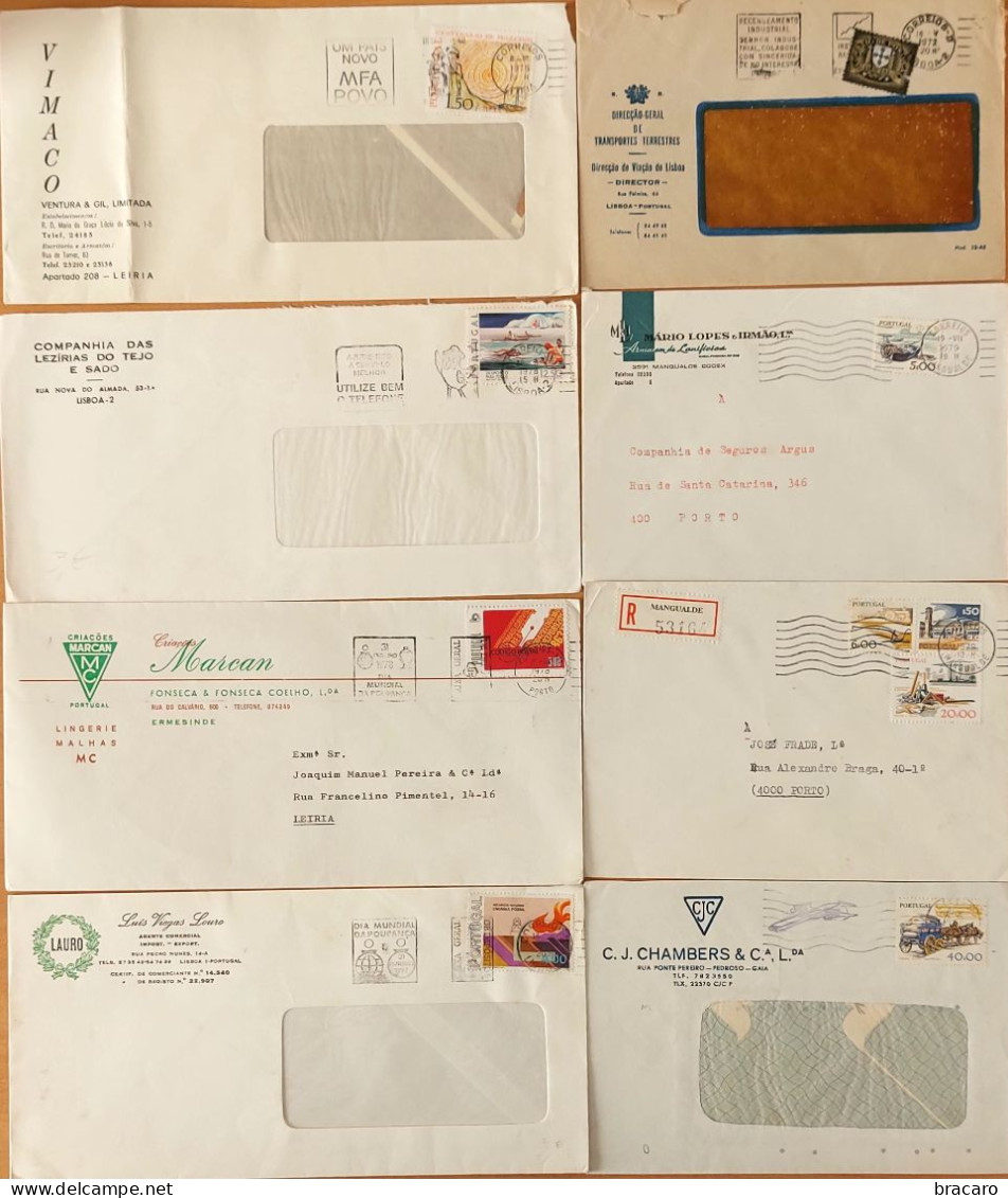 Portugal - Lote De 8 Cartas / Cover - Com Flâmulas / Streamer - Covers & Documents