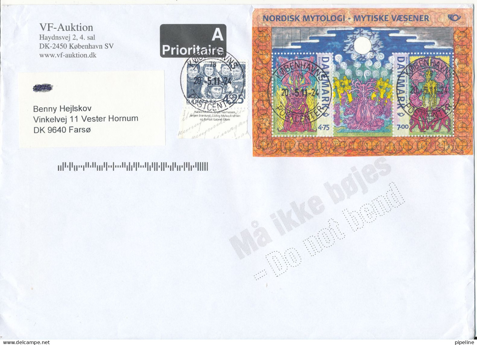 Denmark Cover 20-5-2011 With Single Stamp And Souvenir Sheet Big Size Cover - Covers & Documents