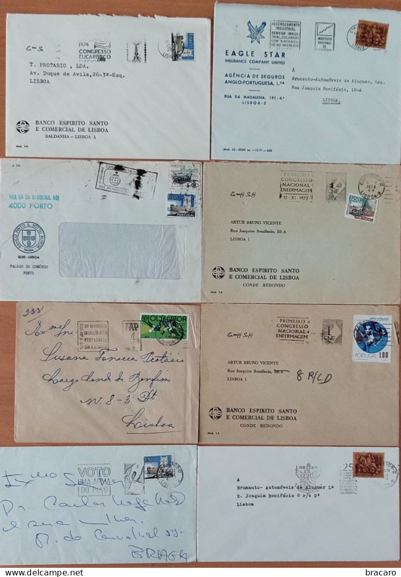 Portugal - Lote De 8 Cartas / Cover - Com Flâmulas / Streamer - Cartas & Documentos