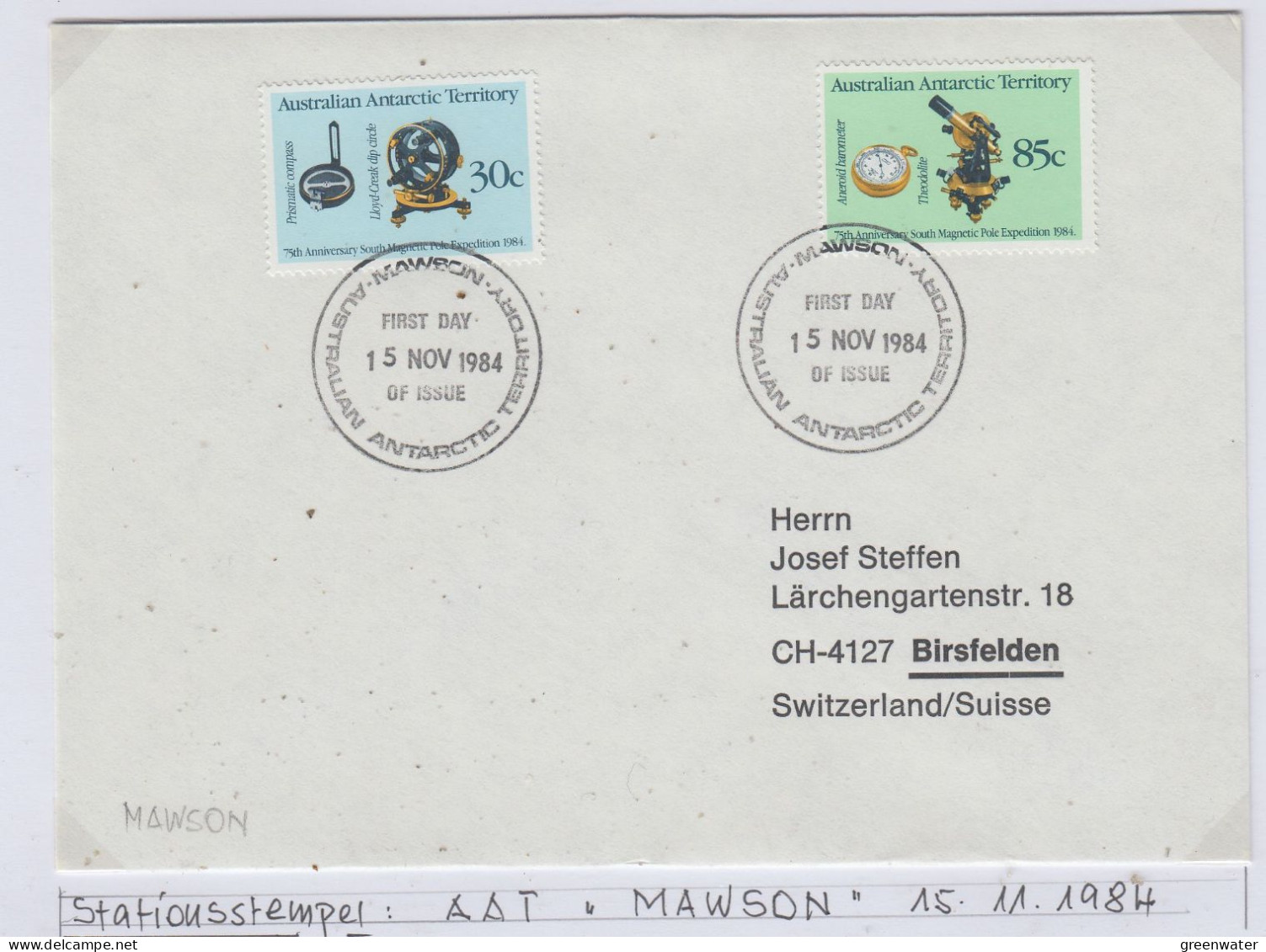 AAT 1984 Magnetic Pole 2v FDC Ca Mawson (AS154) - FDC