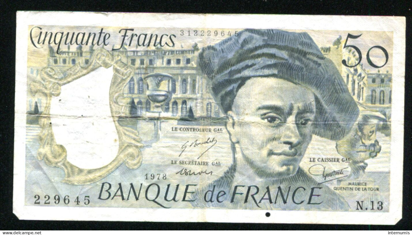 France, 50 Francs, Quentin De La Tour, 1978, N° : N.13-229645, TB (F), Pick#152a, F.67.03 - 50 F 1976-1992 ''Quentin De La Tour''