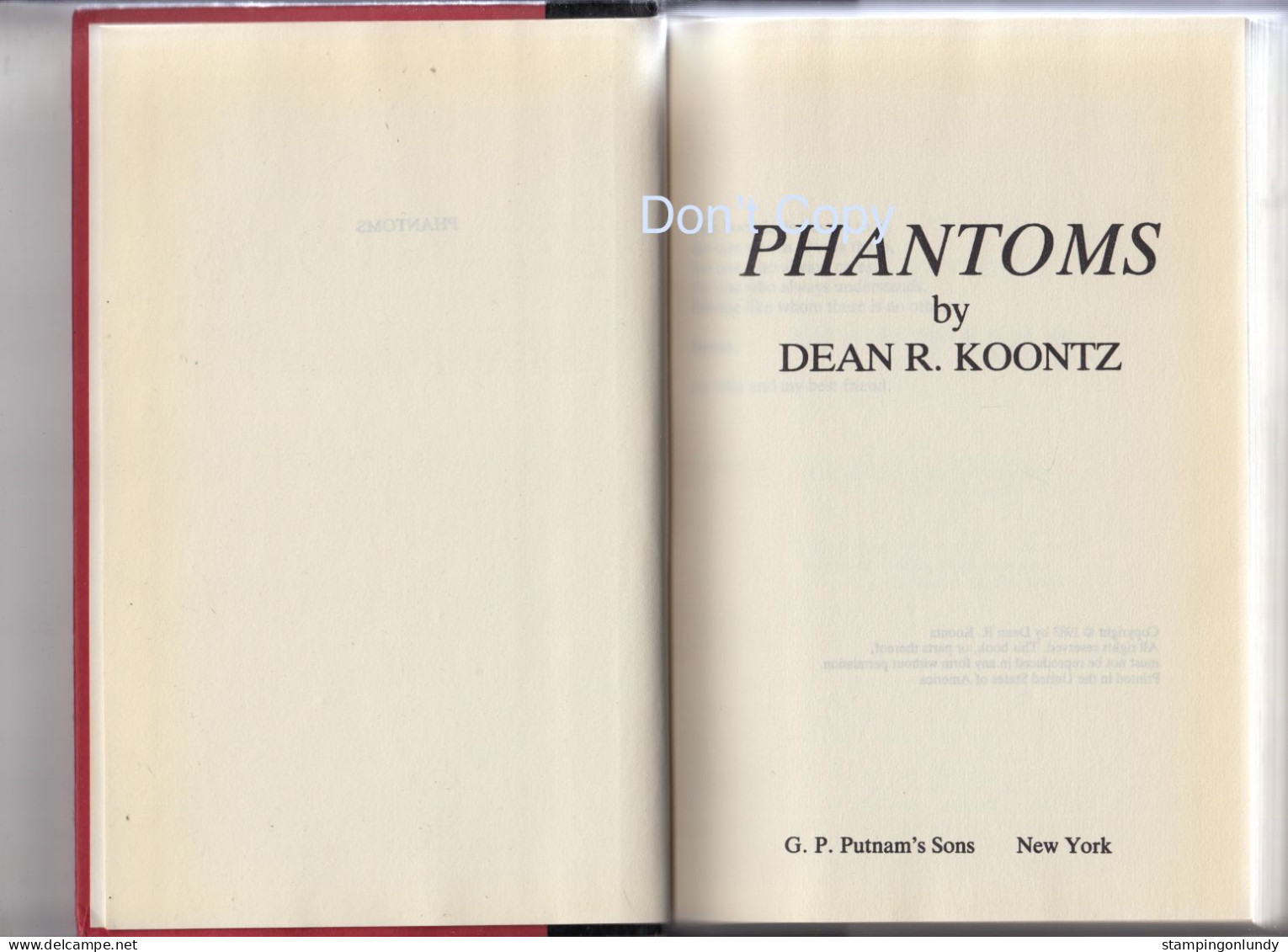 42. Phantoms Dean R Koontz First Edition/1st 1983 G P Putnams And Son, New York Price Slashed! - Horror