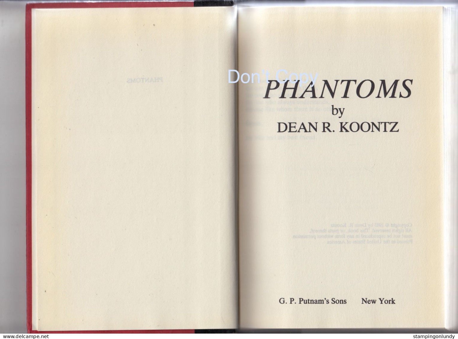 42. Phantoms Dean R Koontz First Edition/1st 1983 G P Putnams And Son, New York Price Slashed! - Horreur