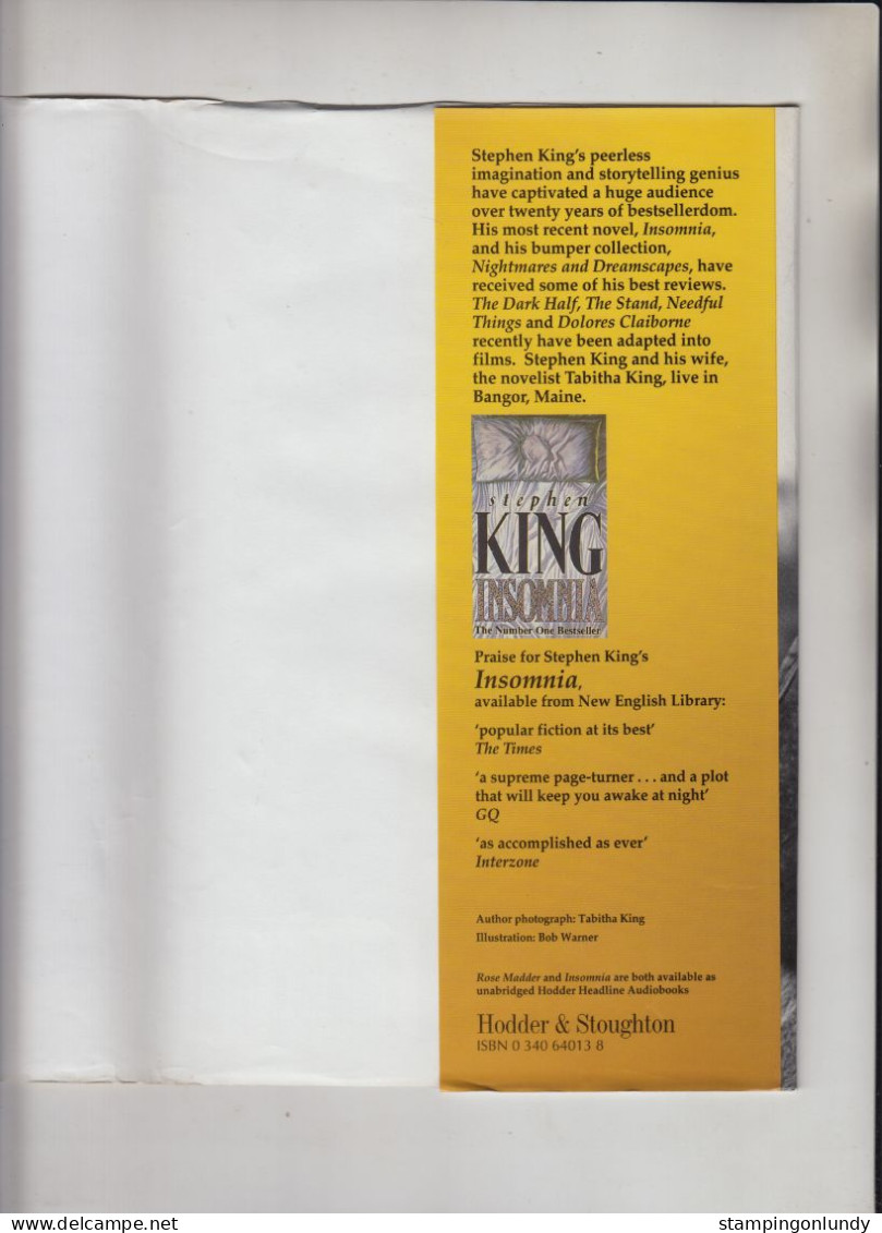 03. Stephen King Rose Madder book 1995 Hodder & Stoughton Retirment Sale Price Slashed!