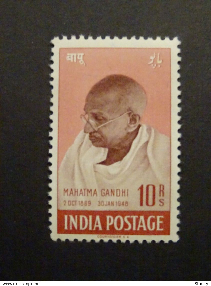 India 1948 Mahatma Gandhi Mourning 10r Mounted Mint, NICE COLOUR As Per Scan - Unused Stamps