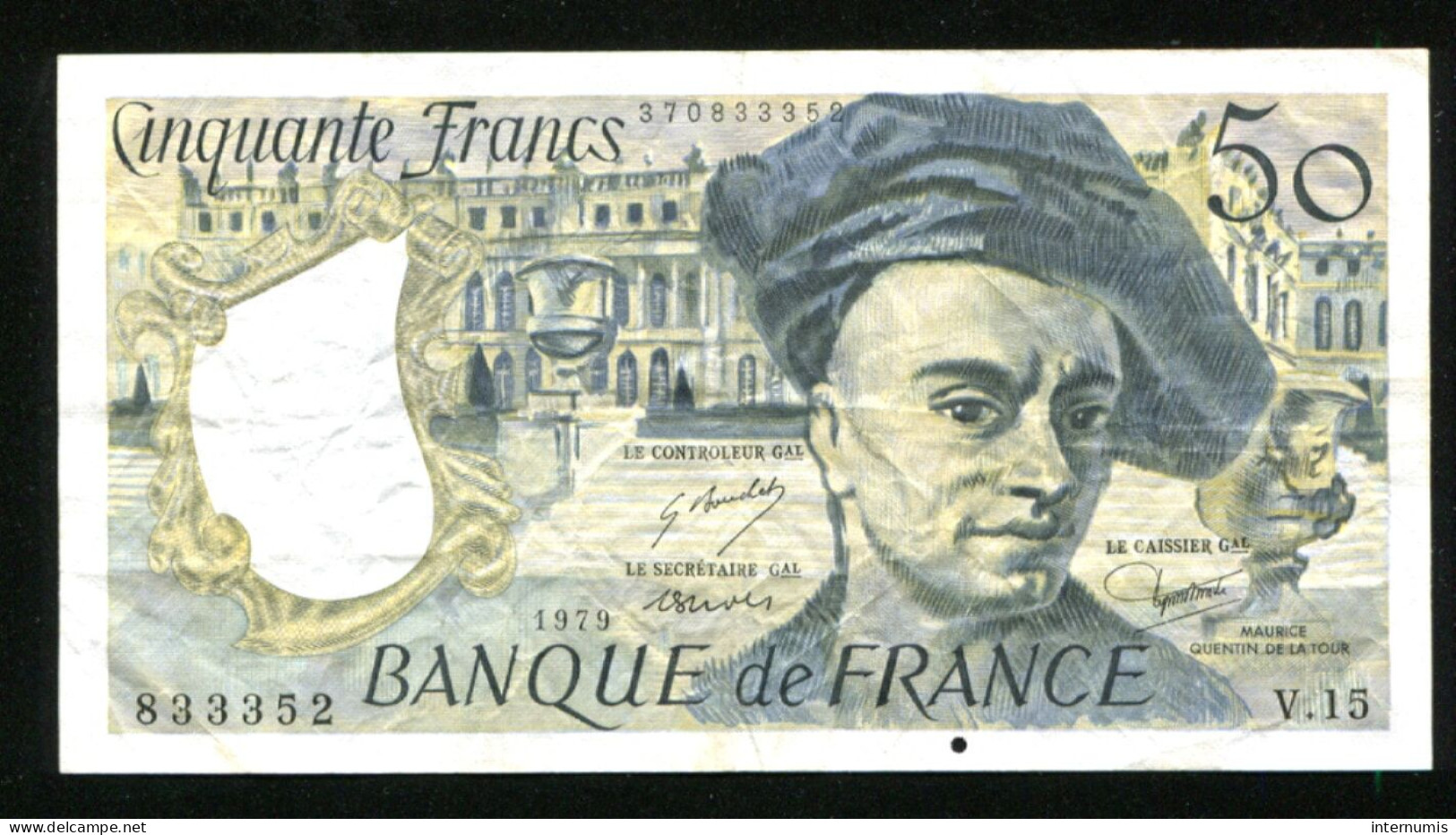 France, 50 Francs, Quentin De La Tour, 1979, N° : V.15-833352, TB (F), Pick#152a, F.67.04 - 50 F 1976-1992 ''Quentin De La Tour''