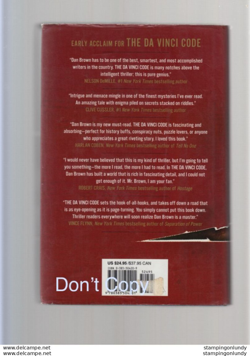 49. The Da Vinci Code Dan Brown First Edition/1st Hardback Doubleday & Co. Inc. New York 2003 Price Slashed! - Thriller