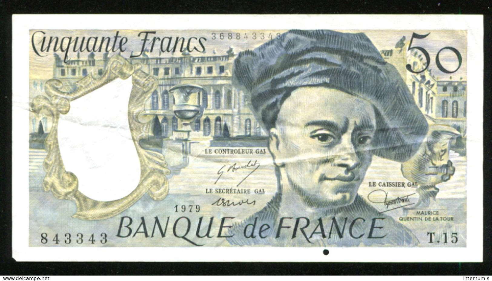 France, 50 Francs, Quentin De La Tour, 1979, N° : T.15-843343, TTB (VF), Pick#152a, F.67.04 - 50 F 1976-1992 ''quentin De La Tour''