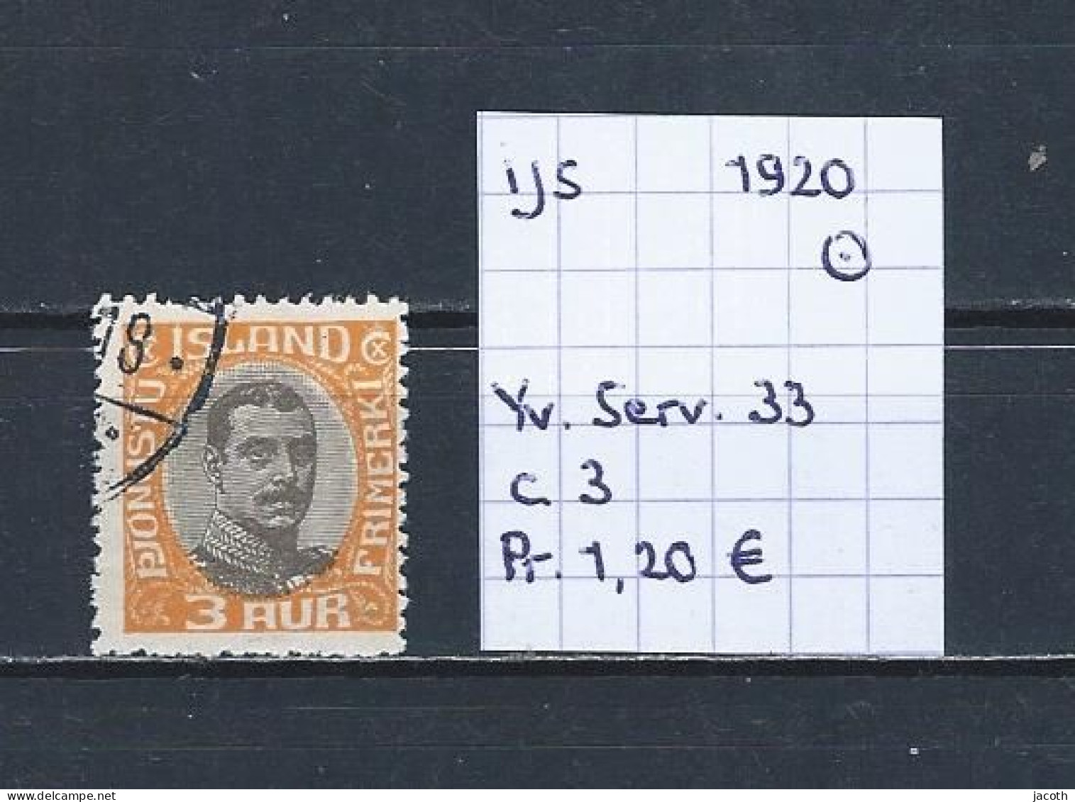 (TJ) IJsland 1920 - YT Service 33 (gest./obl./used) - Service