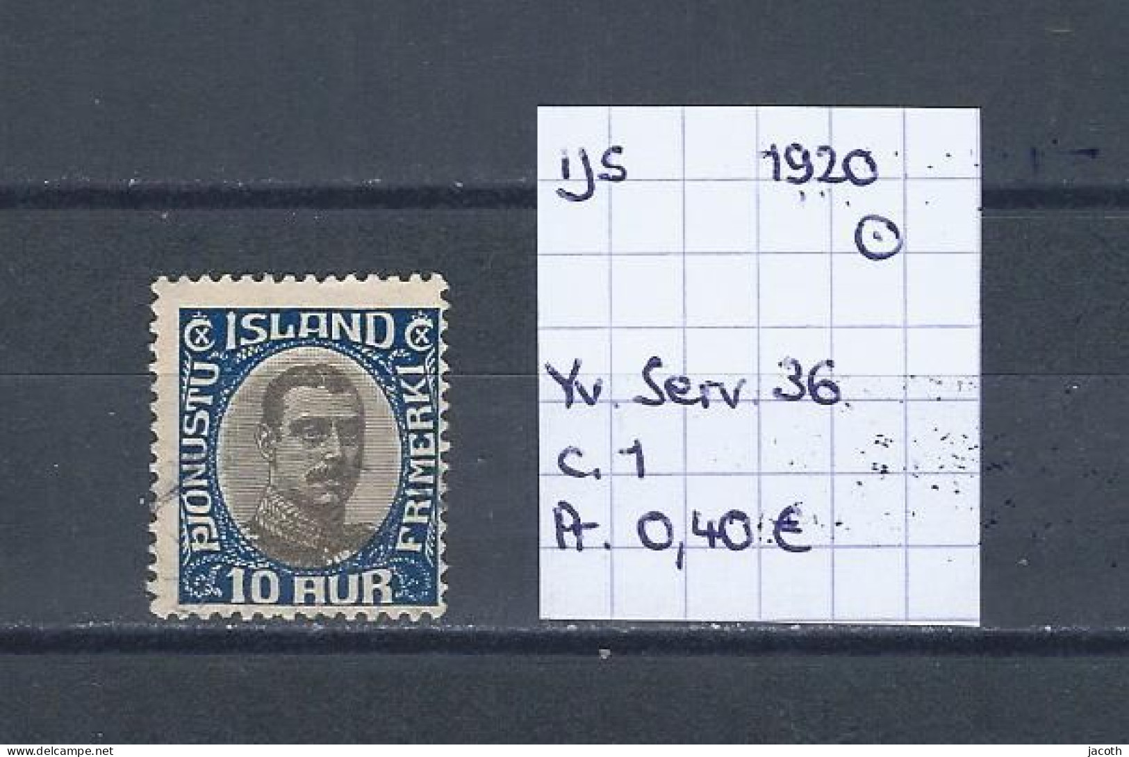 (TJ) IJsland 1920 - YT Service 36 (gest./obl./used) - Dienstzegels
